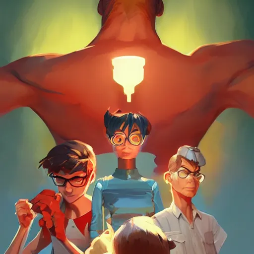 Image similar to hero world dexter's laboratory, behance hd by jesper ejsing, by rhads, makoto shinkai and lois van baarle, ilya kuvshinov, rossdraws global illumination