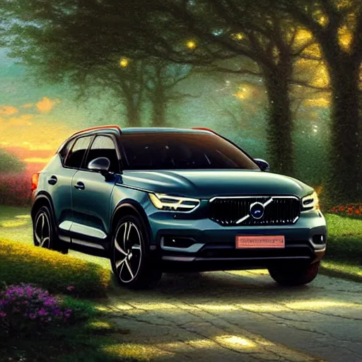 Prompt: thomas kinkade x a black volvo xc 4 0 recharge