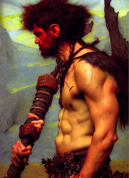 Prompt: barbarian, full body, dnd character art portrait, dramatic lighting, vivid colors by edgar maxence and caravaggio and michael whelan.