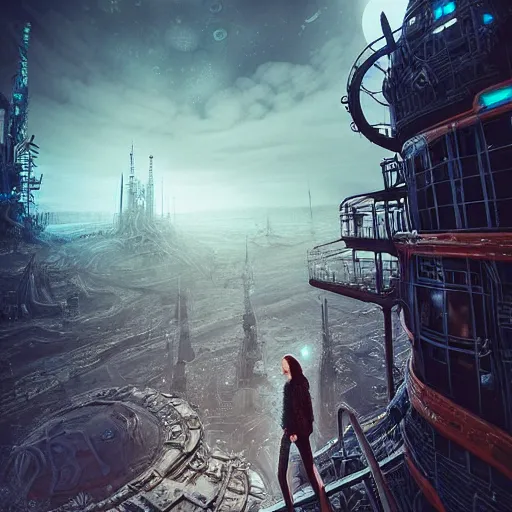 Image similar to Сyberpunk style selfie in a crowded city on another planet, Neo Norilsk, sci-fi, fantasy, intricate, very very beautiful, elegant, highly detailed, smooth, Unreal Engine 5, sharp focus, by Evgeny Zubkov, by Marat Zakirov, trending on Behance