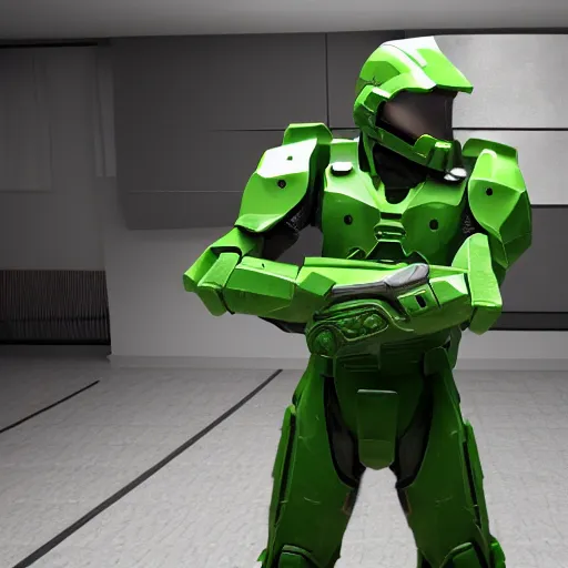 Image similar to Jerma985 as Master Chief, photorealistic, cinematic lighting, highly detailed