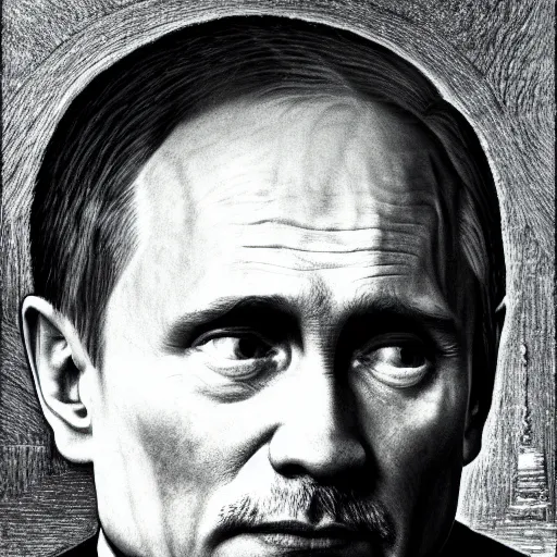 Prompt: macro head portrait centered, vision of ezekiel with vladimir putin,