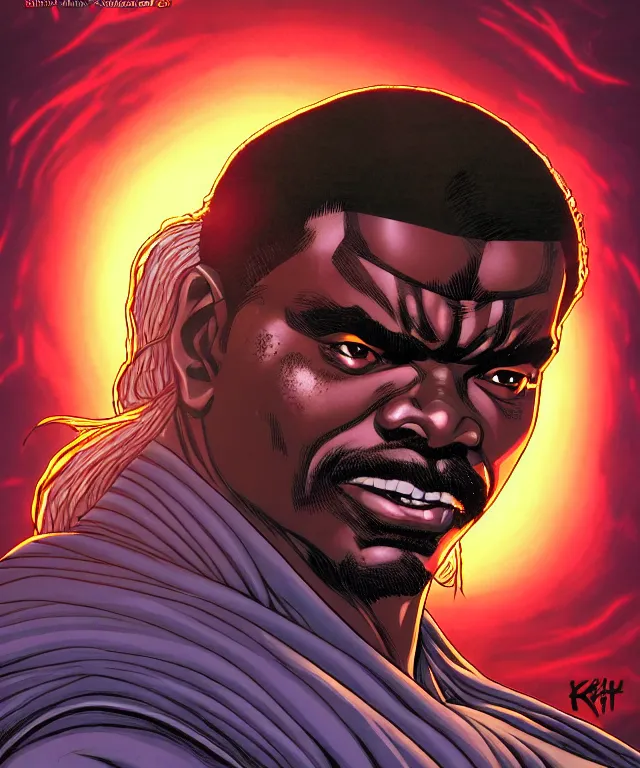 Prompt: a ( fantasy comic ) ( cover art ) upper body portrait of ( keith david 1 9 8 8 ) as a monk, digital illustration by ken taylor and sana takeda and kentaro miura, fine inking lines, vivid colors, dnd, photorealistic, hd, 4 k, trending on artstation