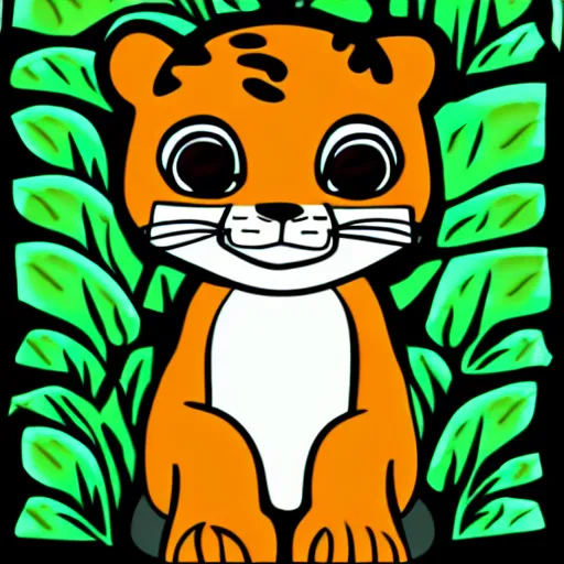 Prompt: cute cartoon baby jaguar in the Mexican jungle, Ghibli, clipart