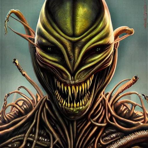 Prompt: Lofi Giger Scorn Horror Alien portrait of Venom Pixar style by Tristan Eaton Stanley Artgerm and Tom Bagshaw