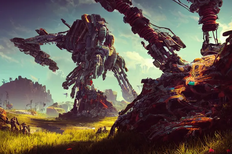 Image similar to burrower machine mecanical creature robot of horizon forbidden west horizon zero dawn bioluminiscence global illumination ray tracing hdr fanart arstation by ian pesty and alena aenami artworks in 4 k