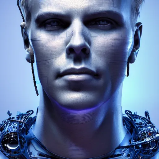 Prompt: hyperrealistic mixed media portrait of a Robot of Billy Idol forward angle, stunning 3d render inspired art by P. Craig Russell and Barry Windsor-Smith + perfect facial symmetry + dim volumetric lighting, 8k octane beautifully detailed render, post-processing, extremely hyperdetailed, intricate futuristic mechanic parts, epic composition, grim yet sparkling atmosphere, cinematic lighting + masterpiece, trending on artstation