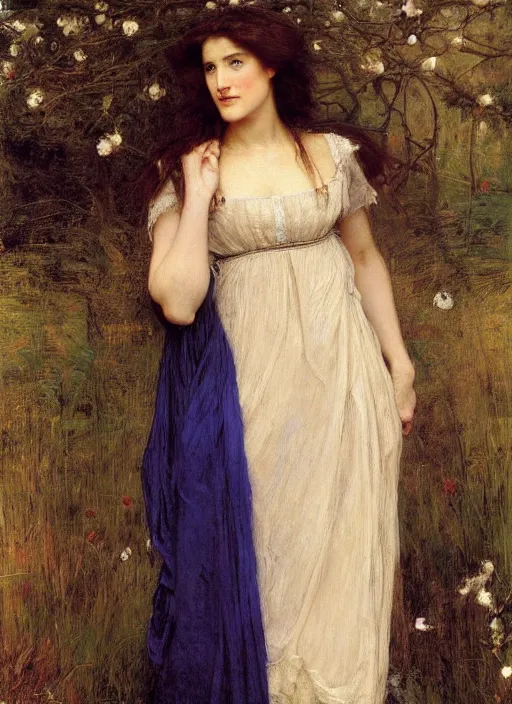 Prompt: a beautiful painting of cobie smulders by John Everett Millais and Dante Gabriel Rossetti and John Collier and john william waterhouse, pre-raphaelite, detailed, trending on artstation, hd, masterpiece