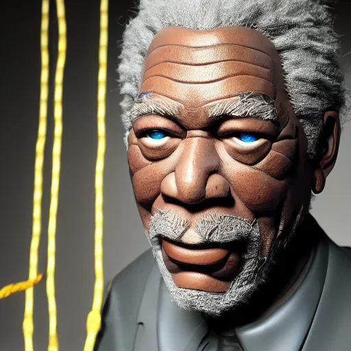 Prompt: animatronic Morgan Freeman, exposed wires, photo, Stan Winston studios, detailed, 4k