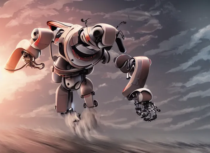 Image similar to robot running in high speed, digital art, anime, highly detailed