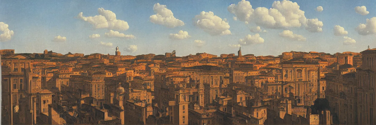 Image similar to rome cityscape oil painting magritte