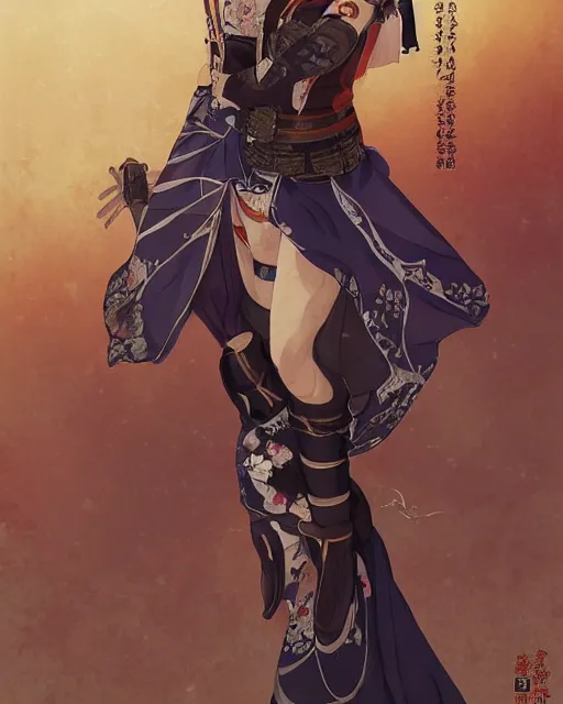 Prompt: an anime portrait of raiden shogun from genshin impact as a beautiful woman wearing a kimono from skyrim, by stanley artgerm lau, wlop, rossdraws, james jean, andrei riabovitchev, marc simonetti, and sakimichan, trending on artstation