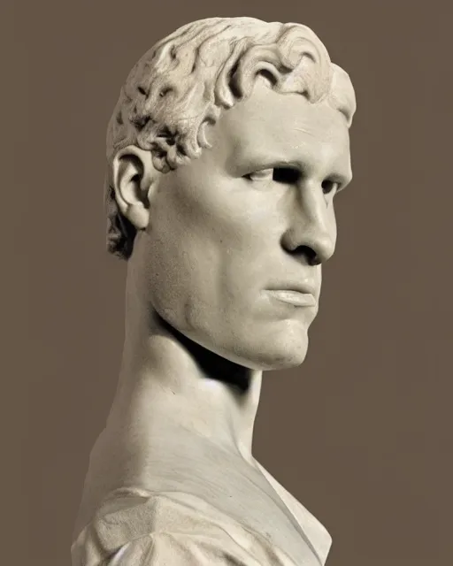 Image similar to a high quality photograph jerma 9 8 5 as a roman marble bust. cinematic lighting.