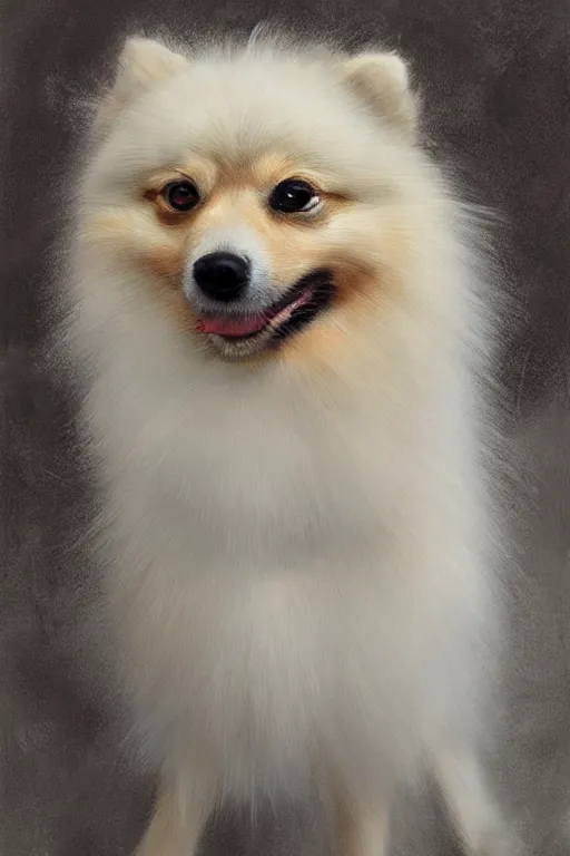 Image similar to pomeranian by zhaoming wu, nick alm, chromatic aberration