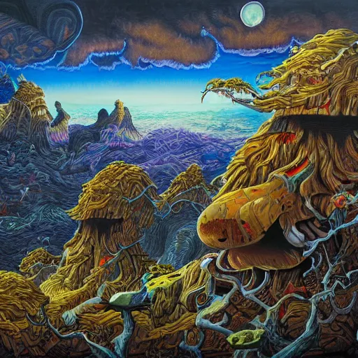 Image similar to hyper - detailed character composition painting in the style of artist chris mars, in a landscape