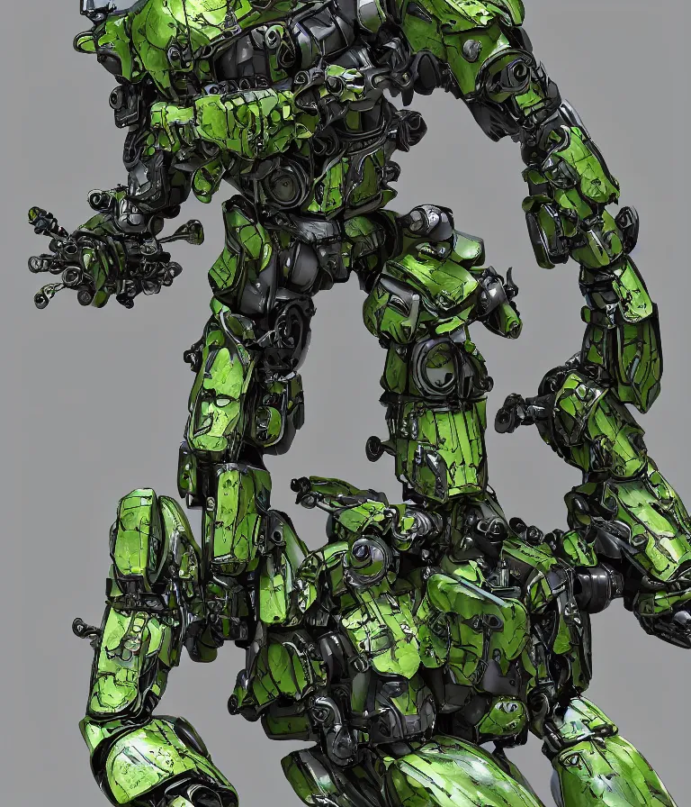 Image similar to waterlily themed amphibious power armor. mobile suit textured like water lettuce, top half is mecha nymphaea flower petals being robotic limbs, waterlily pads, sculpted metal, biomechanical, hyperdetailed, bandai box art, 8 k hd resolution, behance hd artstation. # power armor pistia playing waterlily pad tentacles, 8 k hd resolution