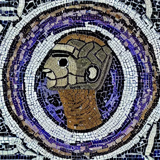 Prompt: grey alien as a roman mosaic