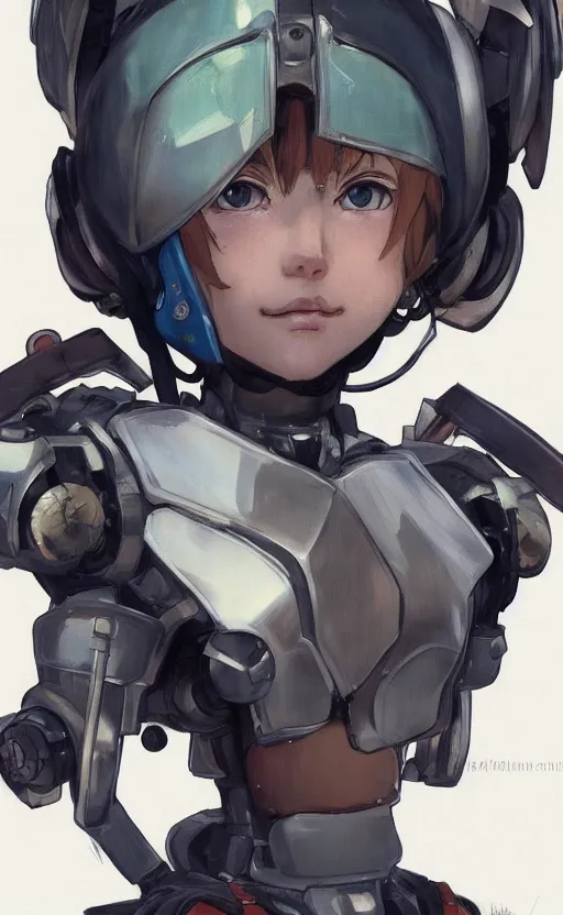 Image similar to a girl, fused mecha parts, soldier clothing, combat helmet, anime style, short hair, hair down, symmetrical facial features, from arknights, hyper realistic, 4 k, rule of thirds, extreme detail, detailed drawing, trending artstation, hd, d & d, realistic lighting, by alphonse mucha, greg rutkowski, sharp focus, backlit