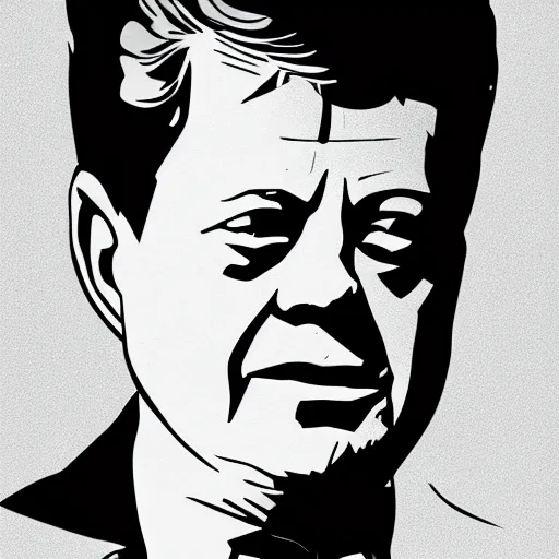 Prompt: individual jfk portrait fallout 7 6 retro futurist illustration art by beeple, sticker, colorful, illustration, highly detailed, simple, smooth and clean vector curves, no jagged lines, vector art, smooth andy warhol style
