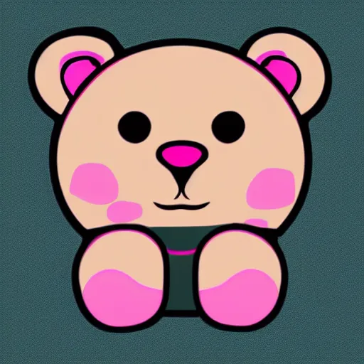 Image similar to a cute pink cuddly bear wearing headphones vector logo