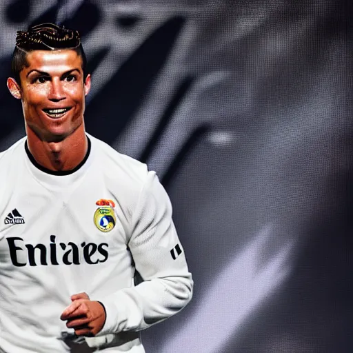 Prompt: Cristiano Ronaldo white as a rock band member performing live, Stage Photography