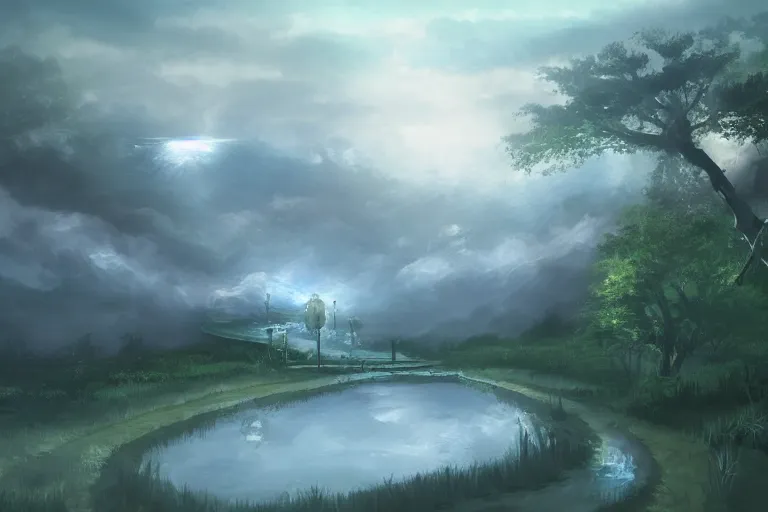 Prompt: mystical scenery , by Sakimori, digital art, pixiv scenery art