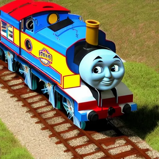 Prompt: Thomas the tank engine with Elon musk's face