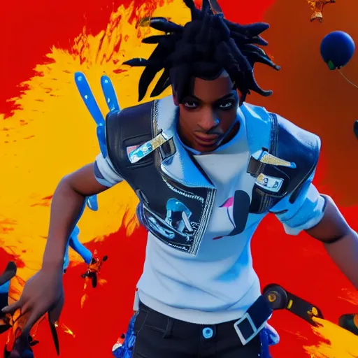 Image similar to playboi carti in fortnite 4 k detailed super realistic