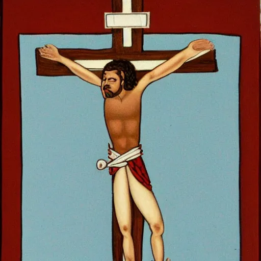 Image similar to goofy crucifixion