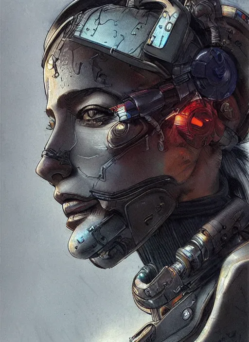 Image similar to female cyberpunk demigod, character design by enki bilal, close - up, detailed, intricate, moody : : very coherent, trending on artstation