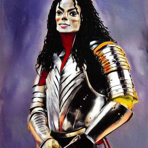 Prompt: Michael Jackson in medieval armor, painting, cinematic,