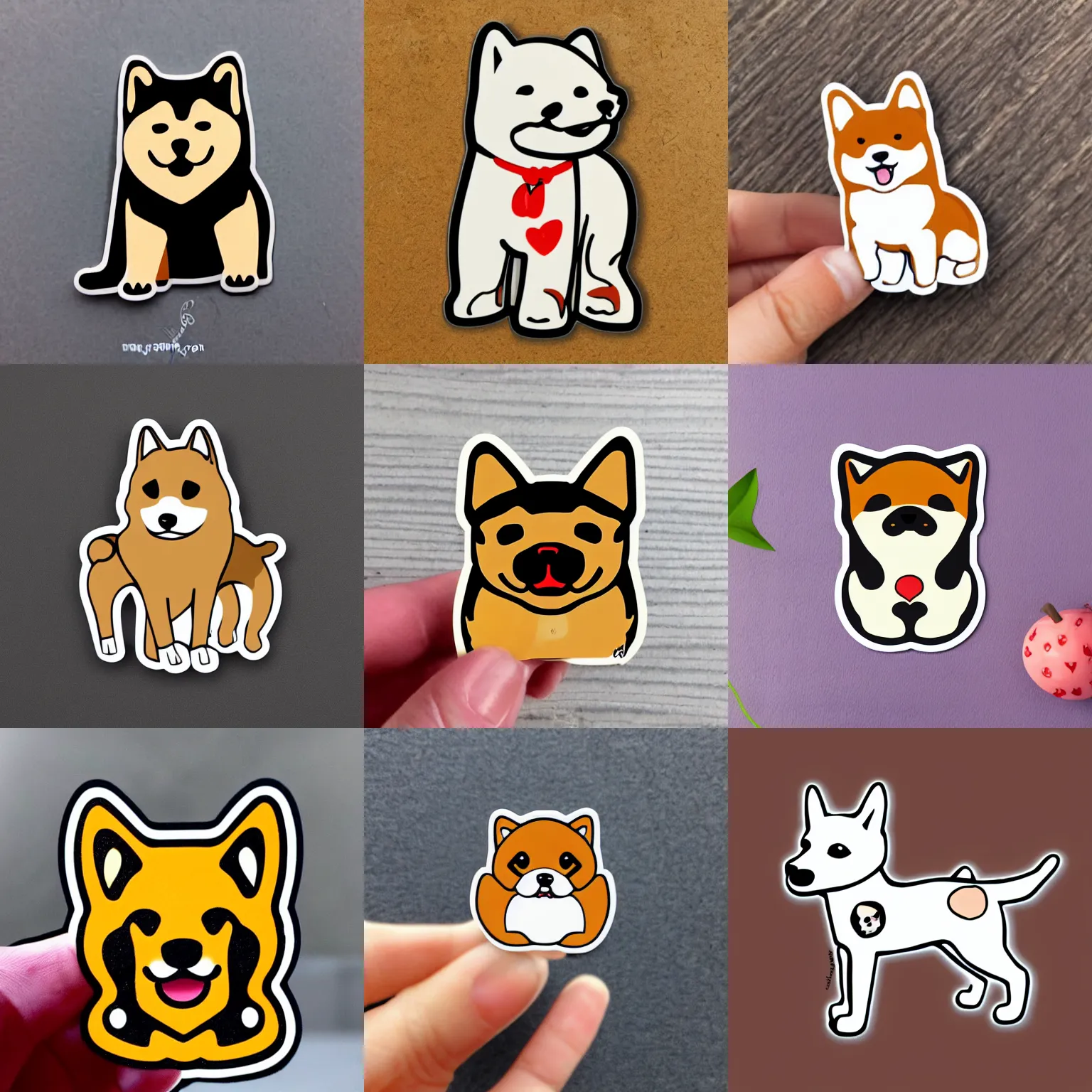 Prompt: cartoon die cut sticker of shiba inu puppy