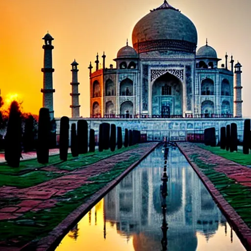 Image similar to Taj Mahal made of cheese, sunset, photo, national geographic