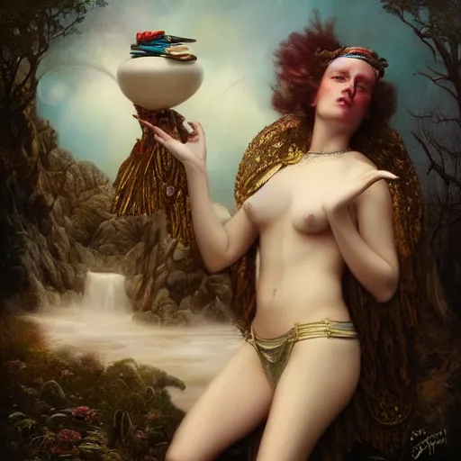 Prompt: the goddess of lost socks, by tom bagshaw peter kemp