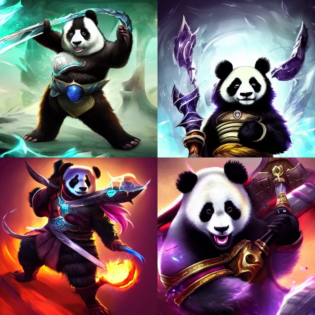 Prompt: a panda warrior, style of arcane tv series, style of league of legends