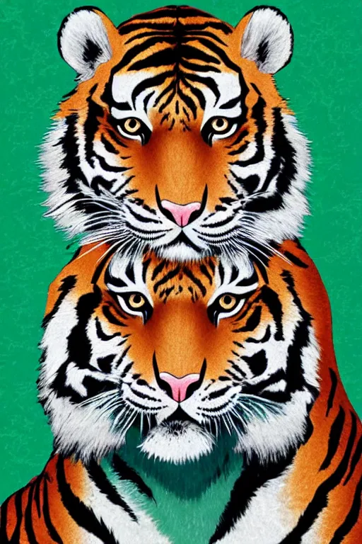 Image similar to kawaii tiger portrait, renaissance