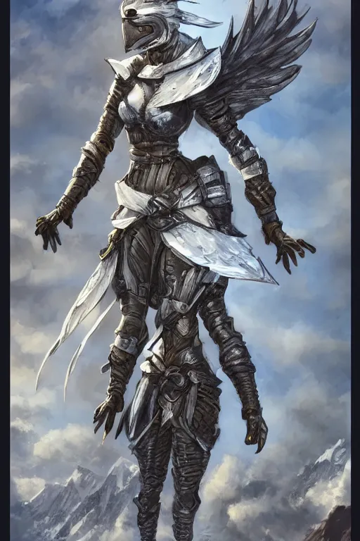 Image similar to female adventurer in tight full - body sticky note stack chainmail - style armor and a white porcelain crow mask, trending in artstation, japanese, artstation, establishing shot