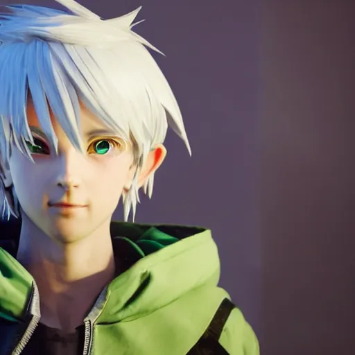 Image similar to a white haired green eyes boy casting a spell. character design. intricate. gesture drawing. line of action. official art, unreal engine 5, unreal engine. tetsuya nomura. medium shot. ray tracing hdr. 8 k. uhd. sharp focus. highly detailed. masterpiece. anime render. cinematic lighting. lifelike. symmetrical face. beautiful face