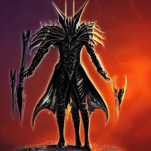 Image similar to digital art, the armor of Sauron, full height