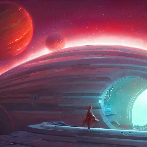 Image similar to sci-fi torus shaped planet, Marc Simonetti and Greg Rutkowski