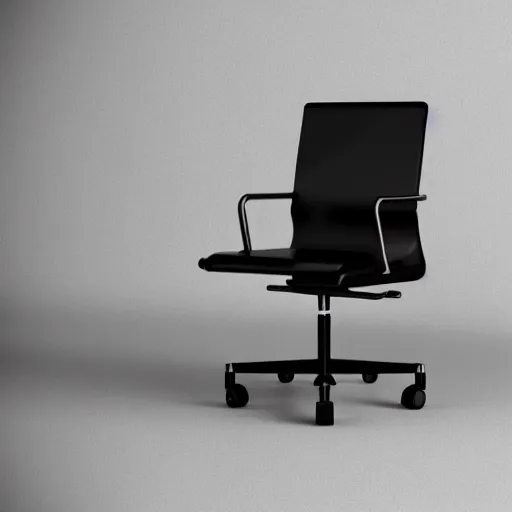 Prompt: Photograph of an office chair made from black steel parts, futuristic design, 8K HD, engineered, minimalist style, product shot