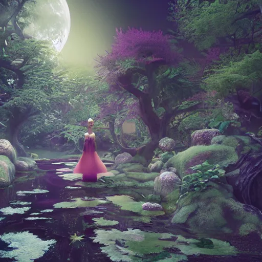 Prompt: mystic fairytale by Aya Takano as 3d octane render, raytrace, reflections