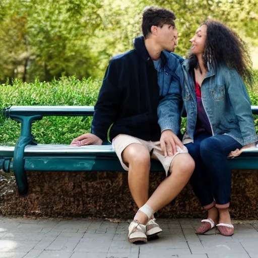 Image similar to a couple sitting on a park bench