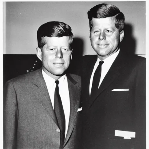 Image similar to b / w photo of jfk, no hair, bald, next to nikita kruschev