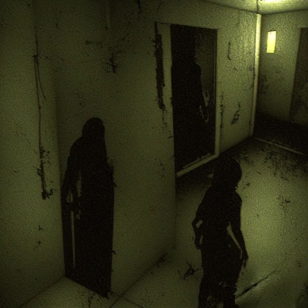 Image similar to cursed screenshot from horror game'p. t'by hideo kojima. deep aesthetics of silent hill