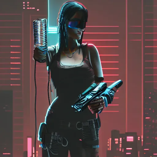 Image similar to cyberpunk woman, cigarette dangling, grenade in hand, graphic illustration by jason chan, ultradetailed, 8 k