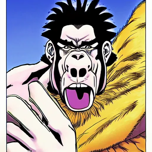 Image similar to gorilla, by Hirohiko Araki, full color manga