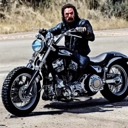 Image similar to wolverine in the sons of anarchy 4 k detailed super realistic