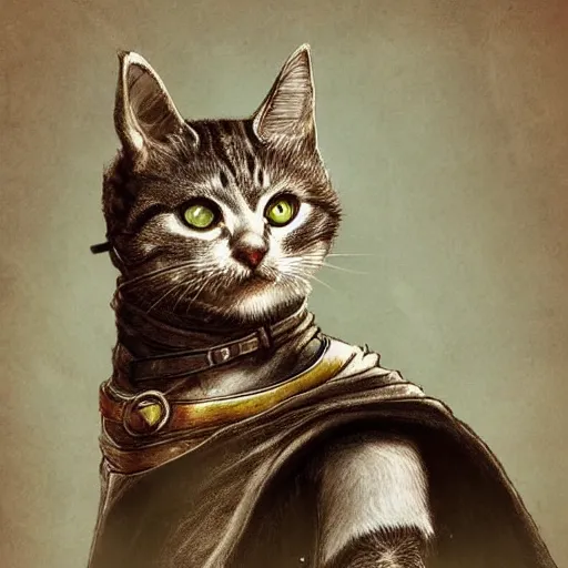 Image similar to if cats were lord of the rings characters, lotr, cats, cats dressed in lotr costumes, hobbits, gandalf, elves, dwarves, 4 k, hyper realistic, artstation