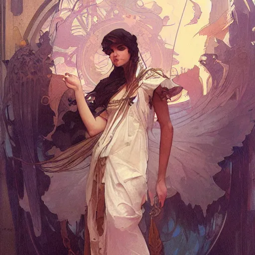 Image similar to Krenz Cushart, Greg Rutkowski, Alphonse Mucha